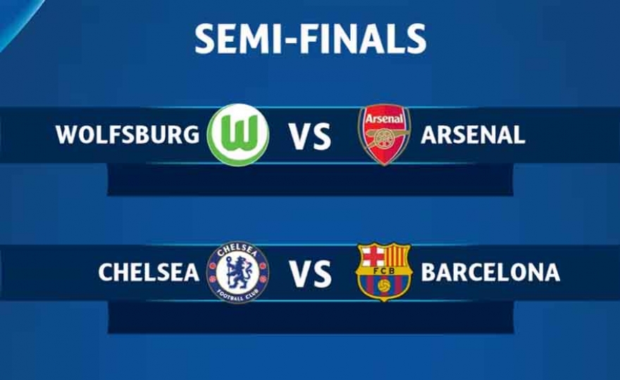 Semifinali Champions: Wolfsburg-Arsenal e Chelsea-Barcellona